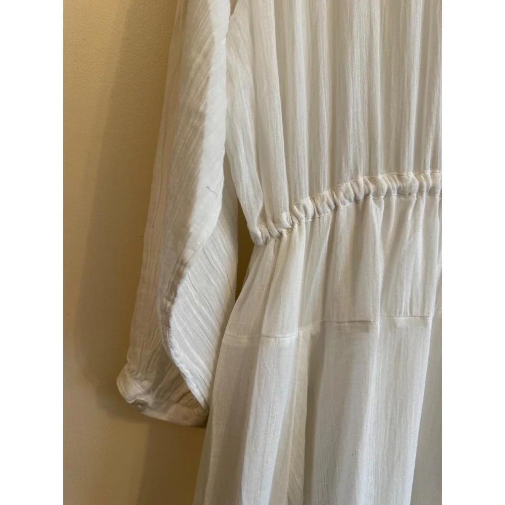 Free People Cream Maxi Button-Front Ruffled Bohemian Sea La Vie Dress - Picture 15 of 16